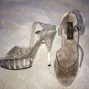 clear plastic platform heels